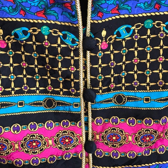 ADRIANNA PAPELL Safe Silk Evening Jacket Blazer Button Front Gold Detail Size 10 - Picture 4 of 16